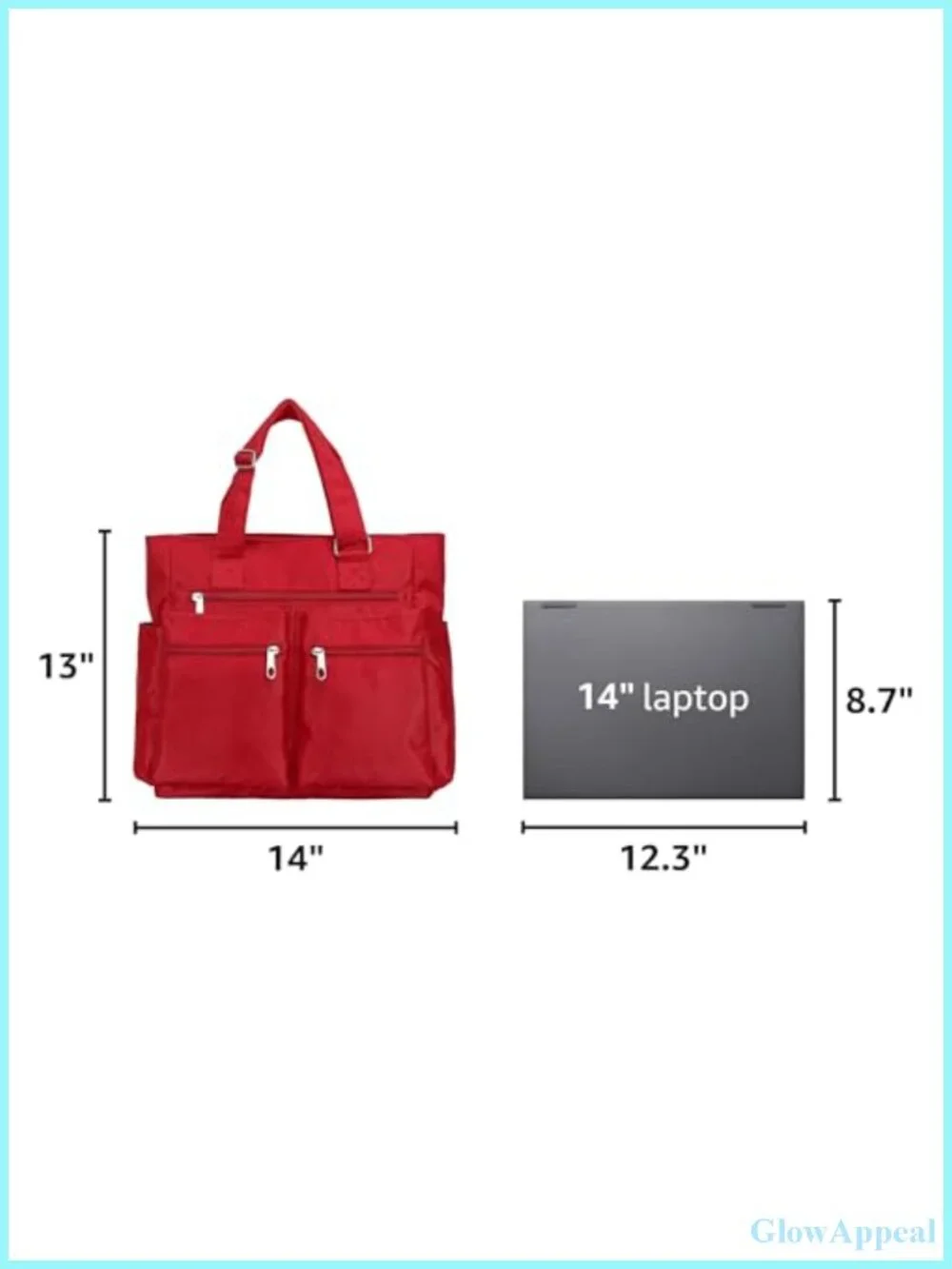 Waterproof Nylon Canvas Tote Bag Multi Pocket Laptop Work Teacher Handbag